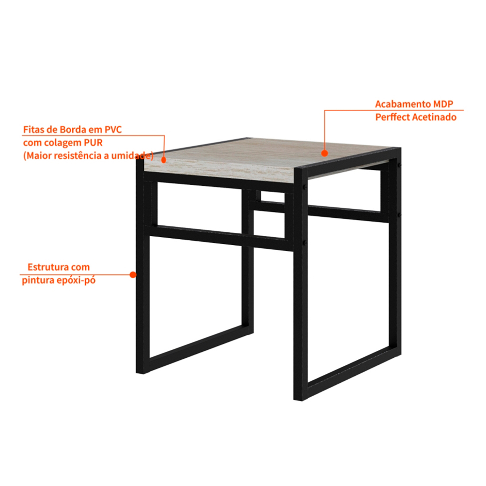Banco Baixo Wooden Snow e Preto