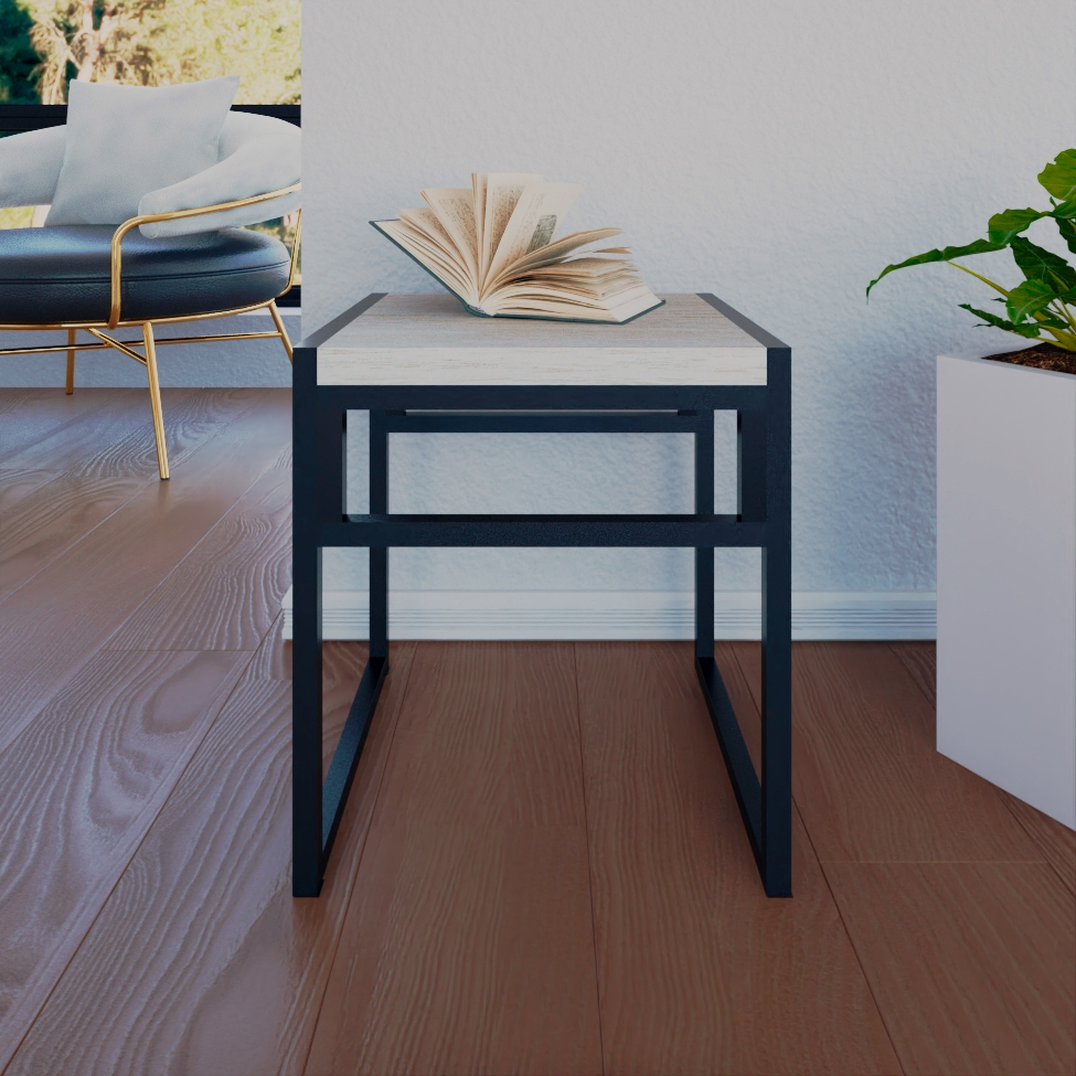 Banco Baixo Wooden Snow e Preto