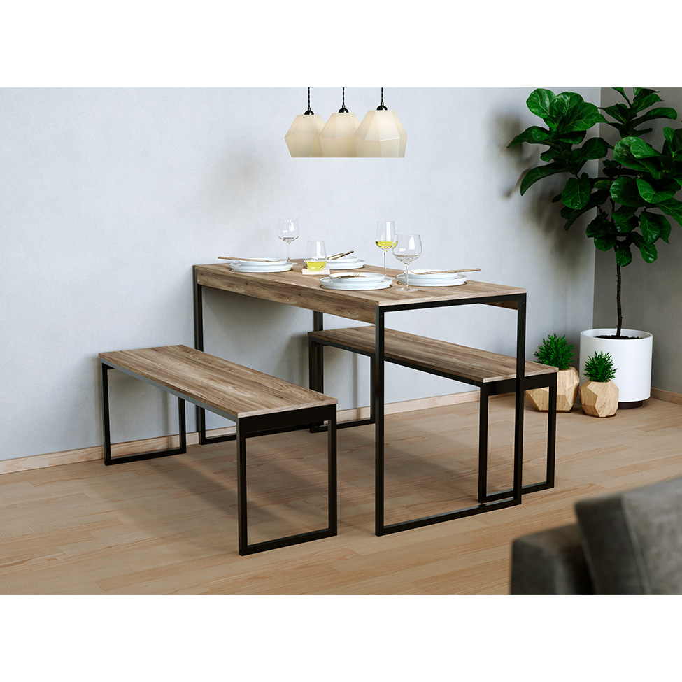 Banco de Jantar 2 Lugares UrbnFlex Preto e Mel