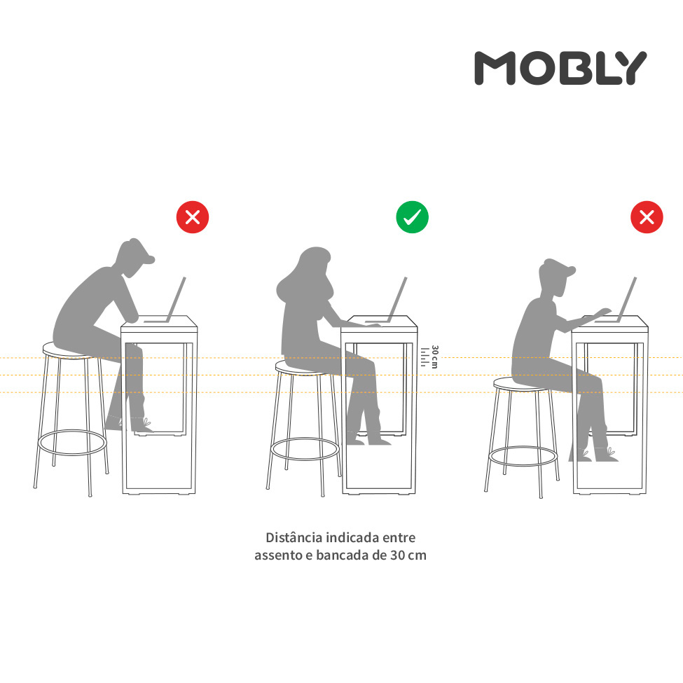 Banqueta Giratória Bergen Preta