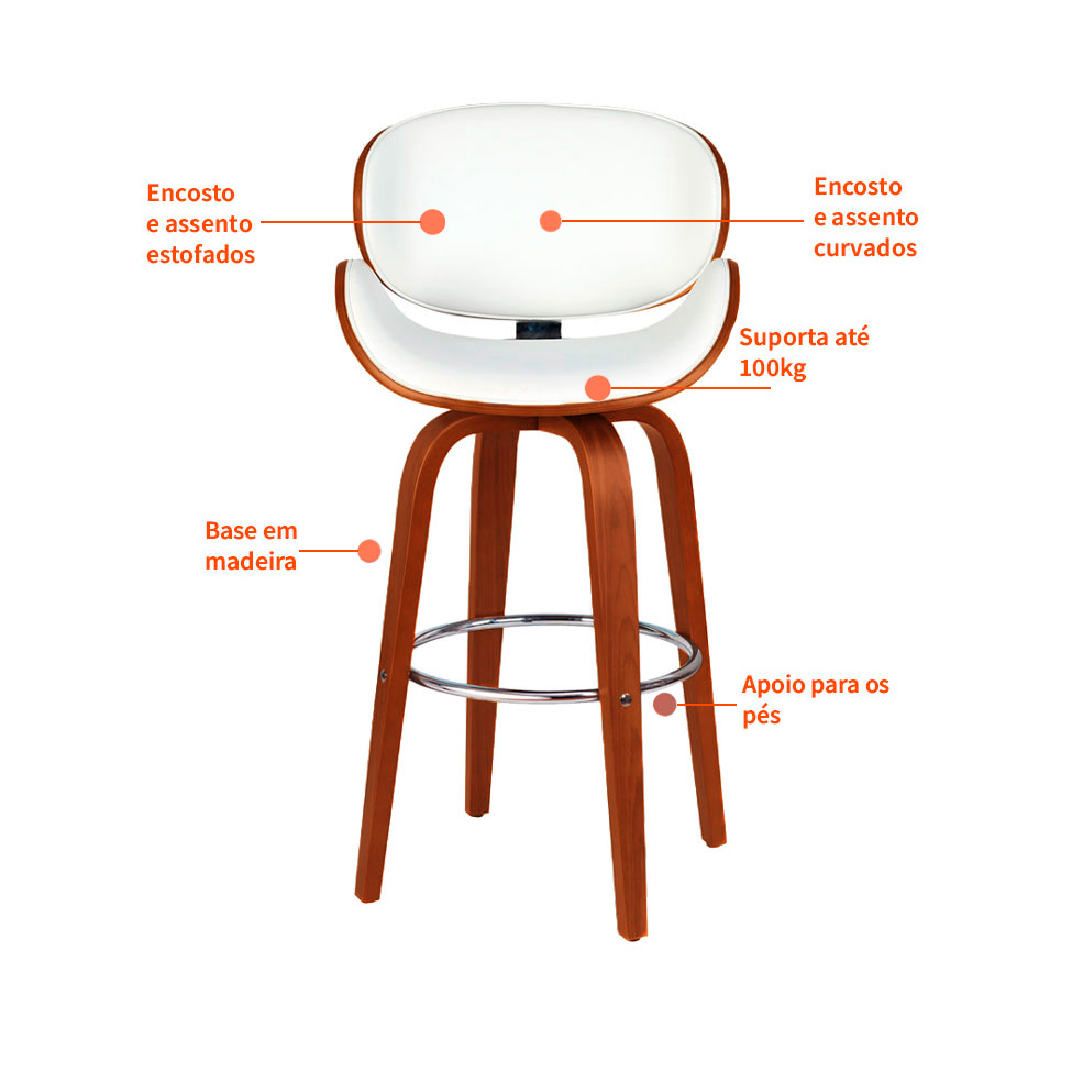 Banqueta Giratória Helmond Branca