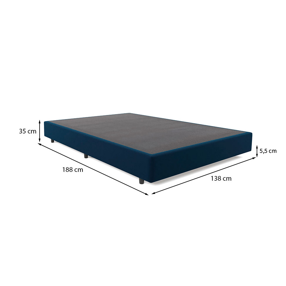Base para Cama Box Casal Desmontável Torvi (35x138x188) Suede Azul Marinho