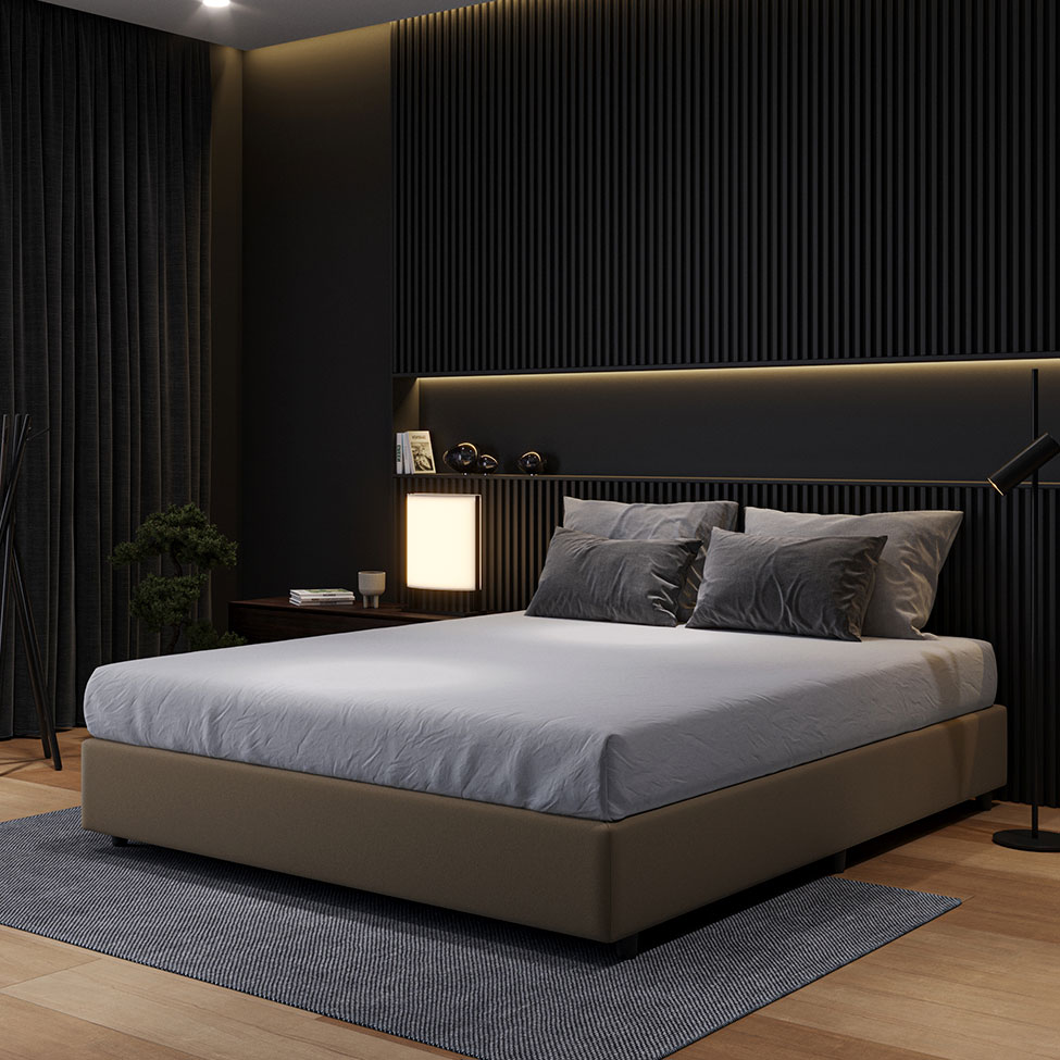 Base para Cama Box Casal Desmontável Torvi (35x138x188) Suede Bege