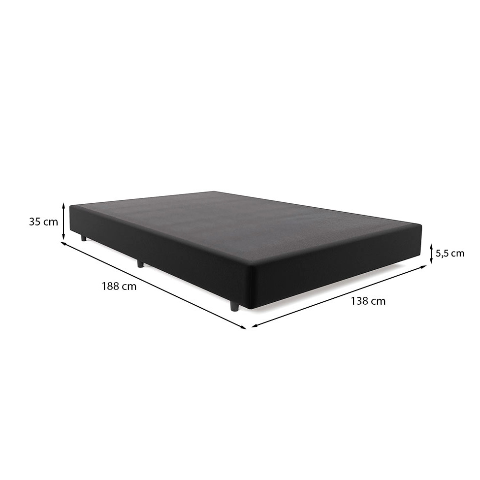 Base para Cama Box Casal Desmontável Torvi (35x138x188) Suede Preta