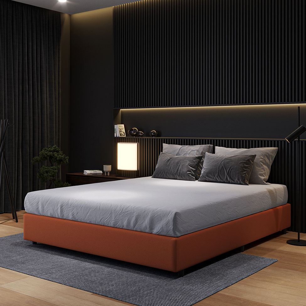 Base para Cama Box Casal Desmontável Torvi (35x138x188) Suede Terracota