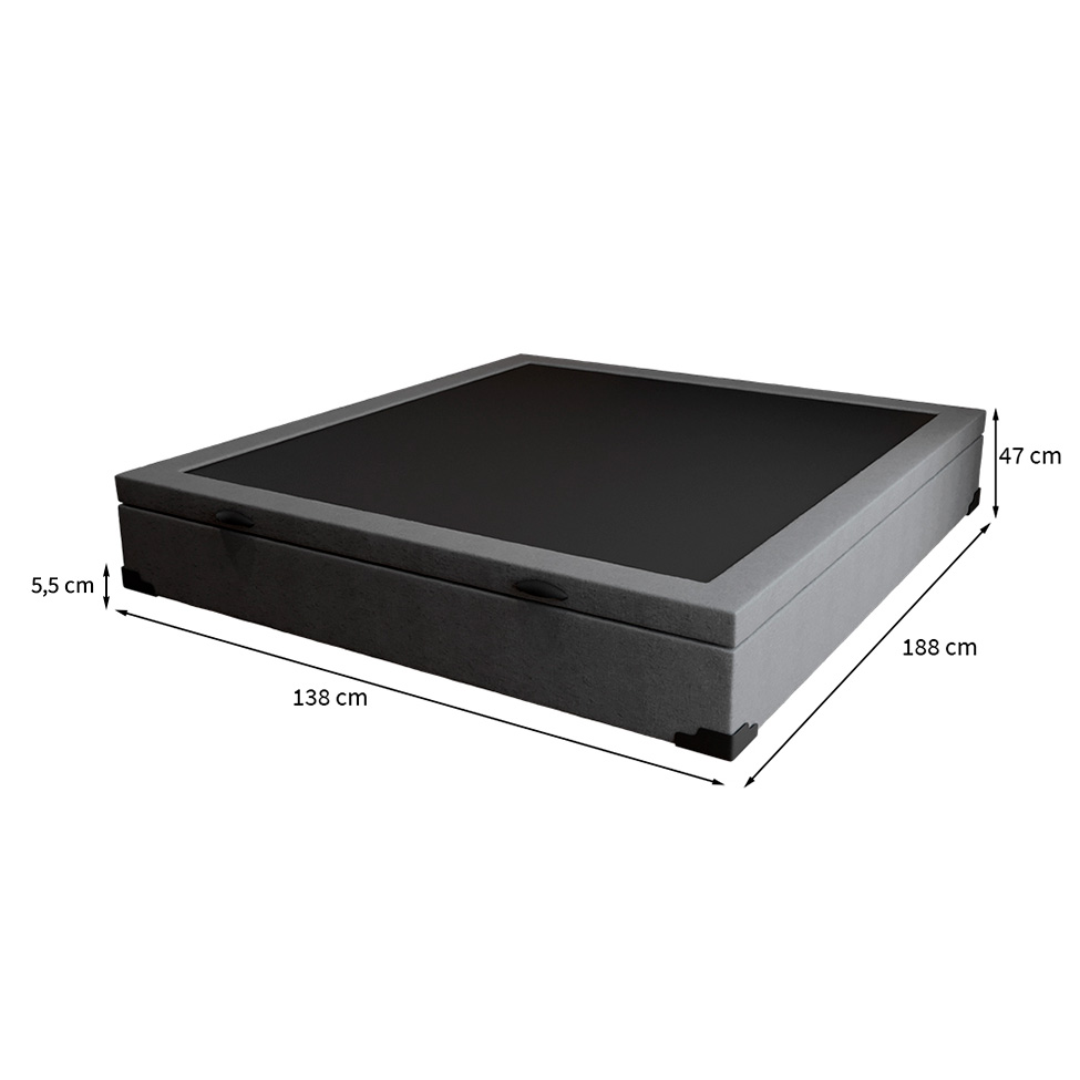 Base para Cama Box Casal Guldi com Baú Linho (47x138x188 cm) Cinza
