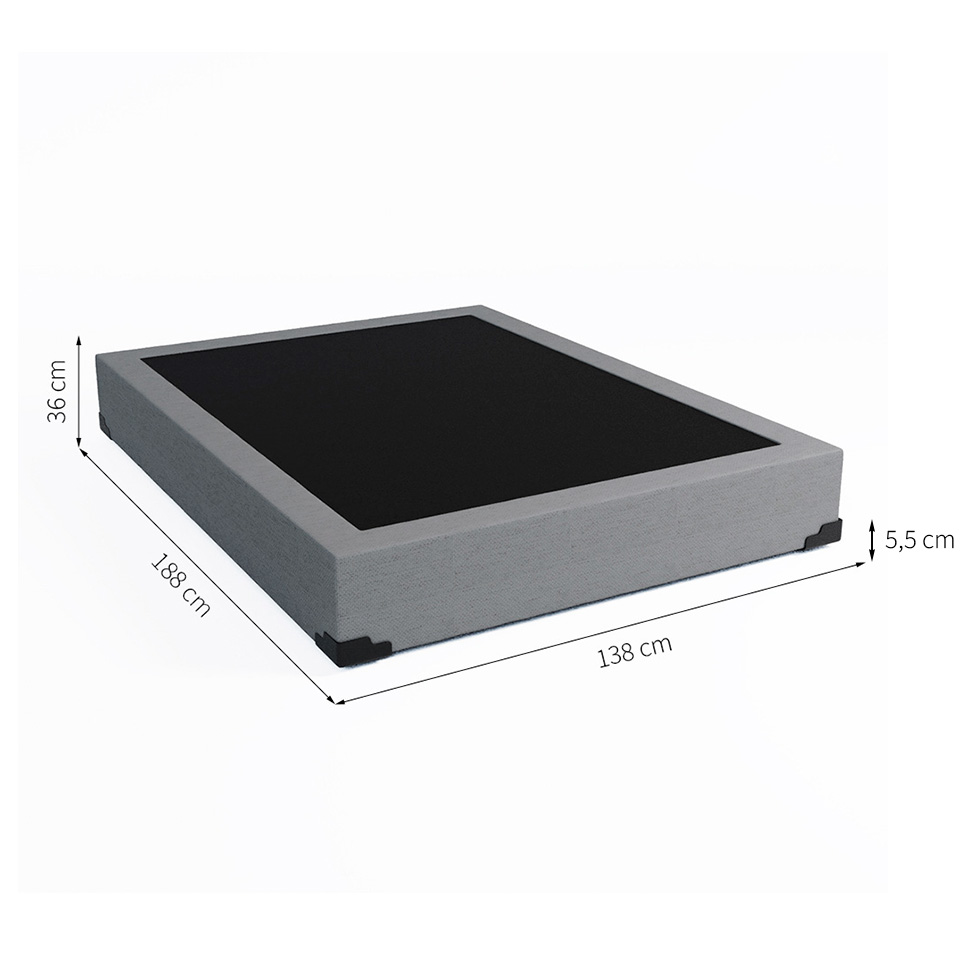 Base para Cama Box Casal Joe Linho (36x138x188) Cinza