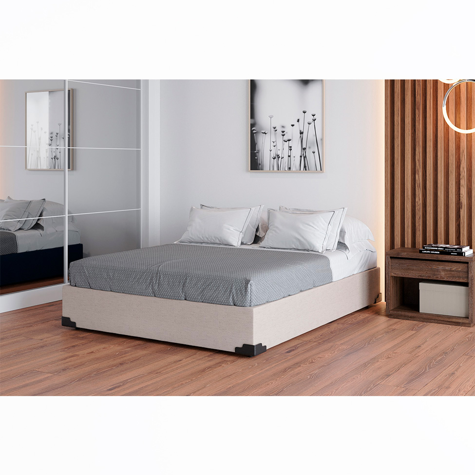 Base para Cama Box Casal Joe Linho (36x138x188) Cru