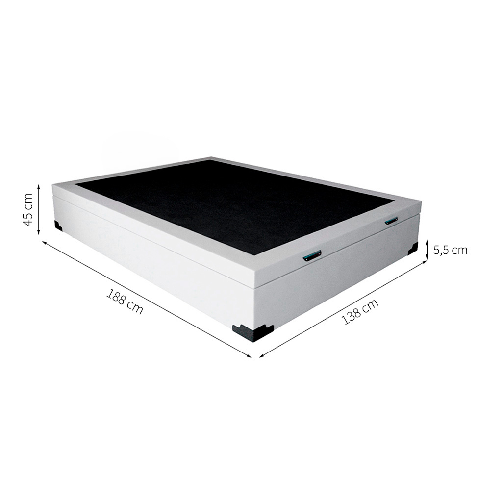 Base para Cama Box Casal Martin Premium com Baú (45x138x188) Branca
