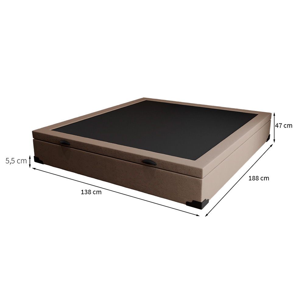 Base para Cama Box Casal Martin Premium com Baú Linho (47x138x188 cm) Bege