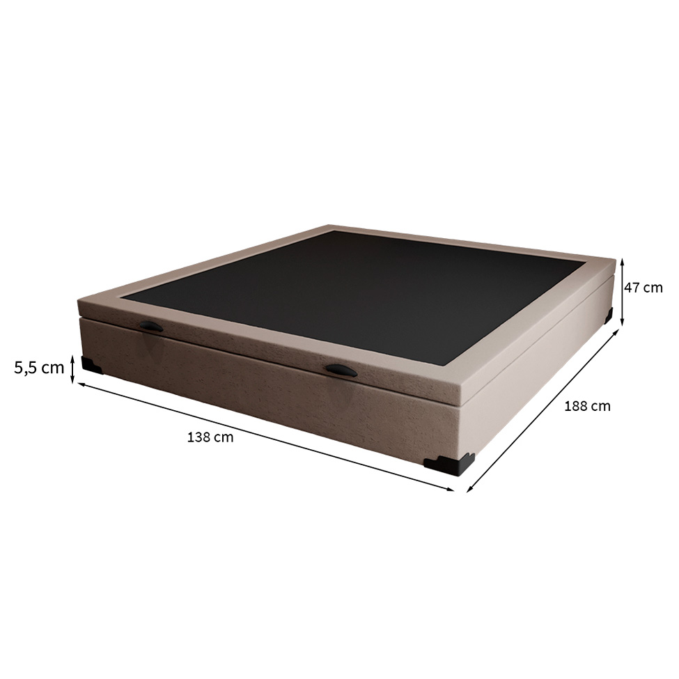 Base para Cama Box Casal Martin Premium com Baú Linho (47x138x188 cm) Cru