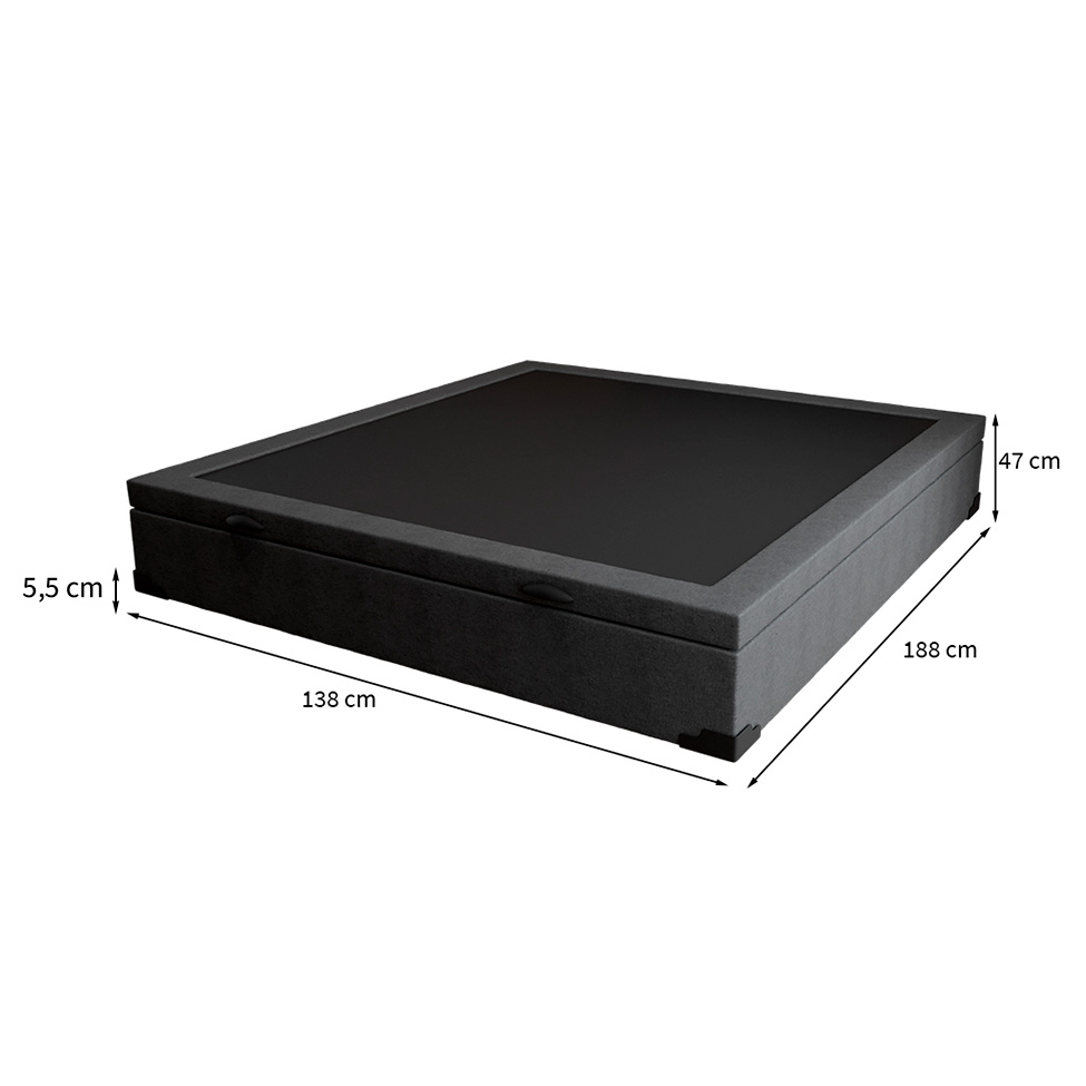 Base para Cama Box Casal Martin Premium com Baú Linho (47x138x188 cm) Grafite