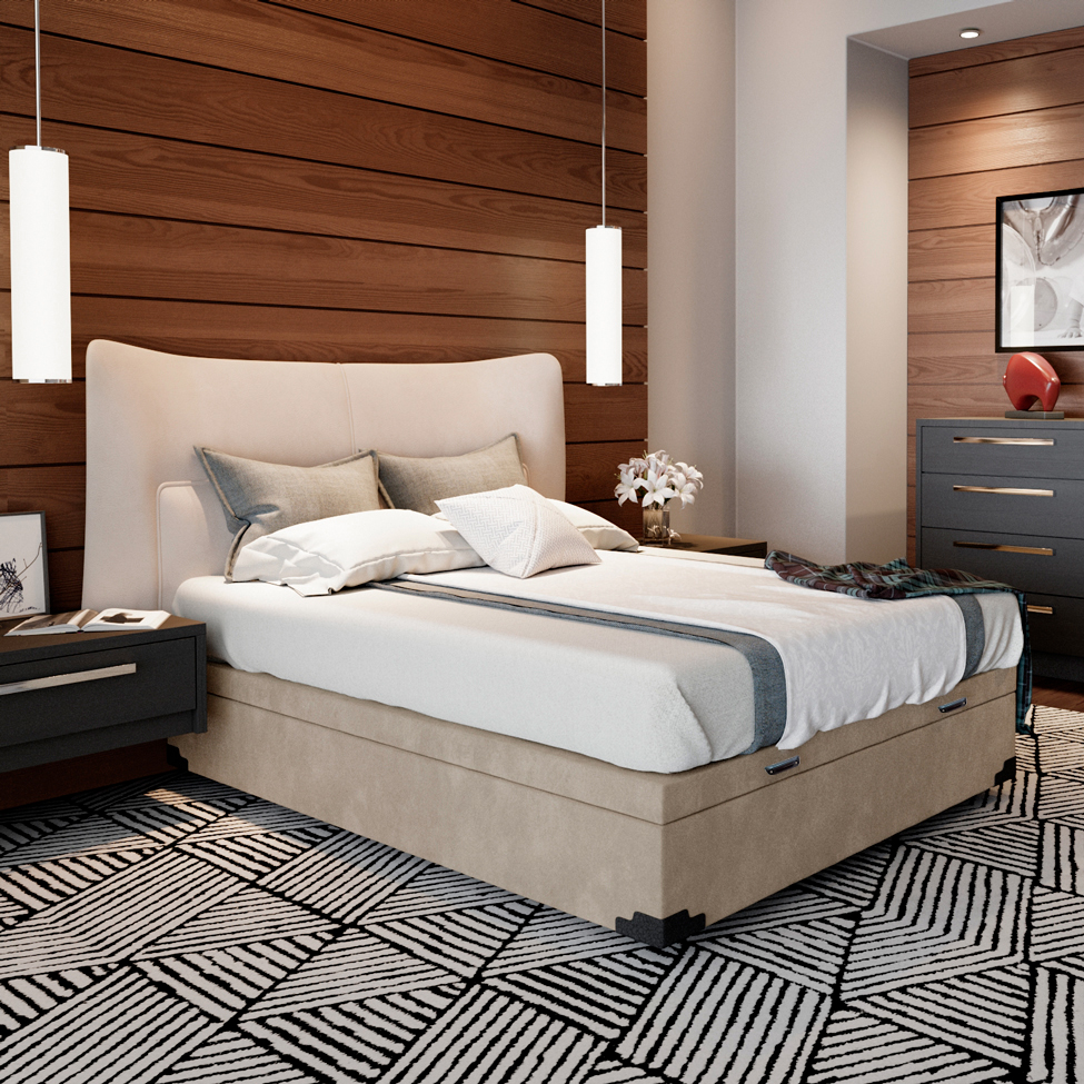 Base para Cama Box Casal Martin Premium com Baú Suede (45x138x188) Bege