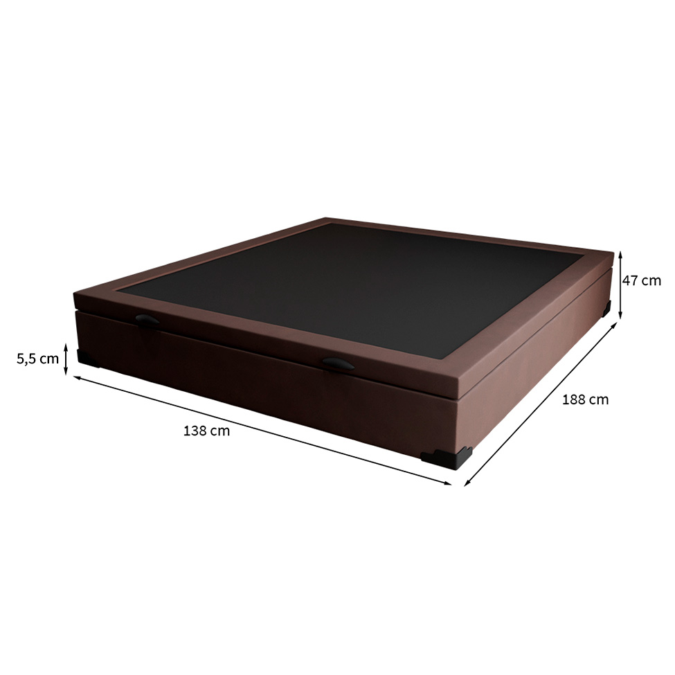 Base para Cama Box Casal Martin Premium com Baú Suede (47x138x188) Marrom