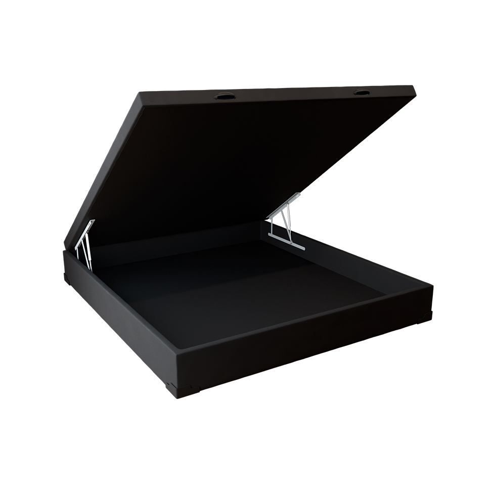 Base para Cama Box Casal Martin Premium com Baú Suede (47x138x188) Preta