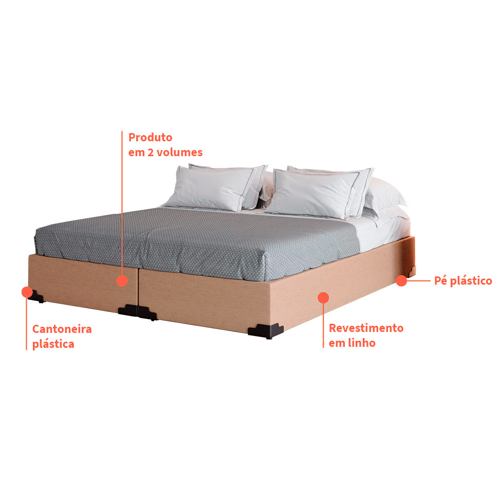 Base para Cama Box King Joe (36x193x203 ) Linho Bege