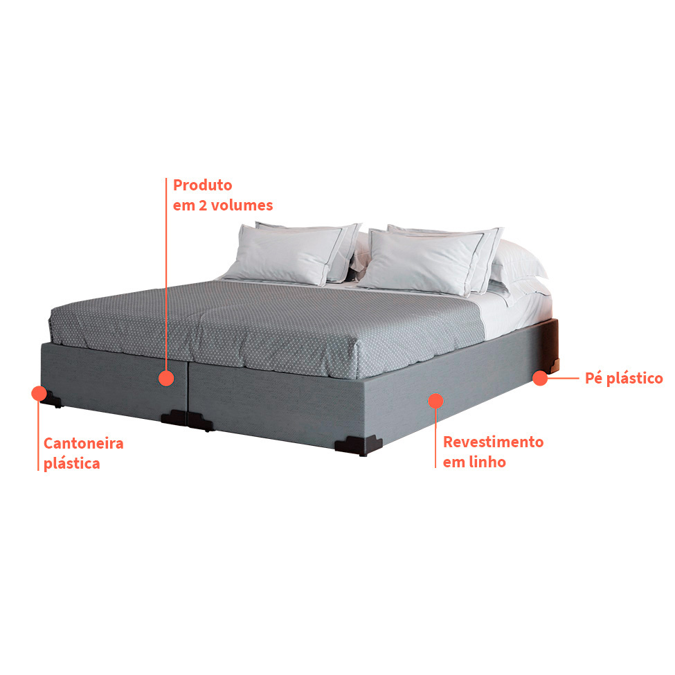 Base para Cama Box King Joe (36x193x203 ) Linho Cinza