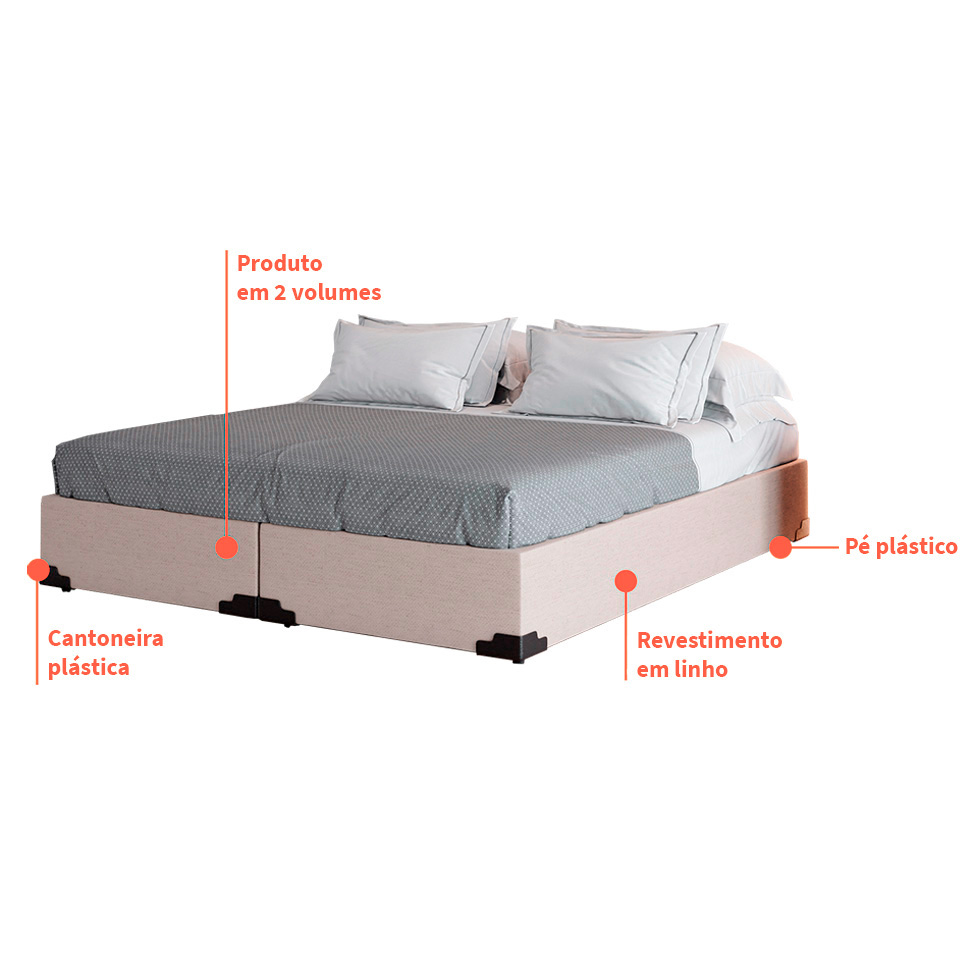 Base para Cama Box King Joe (36x193x203 ) Linho Cru