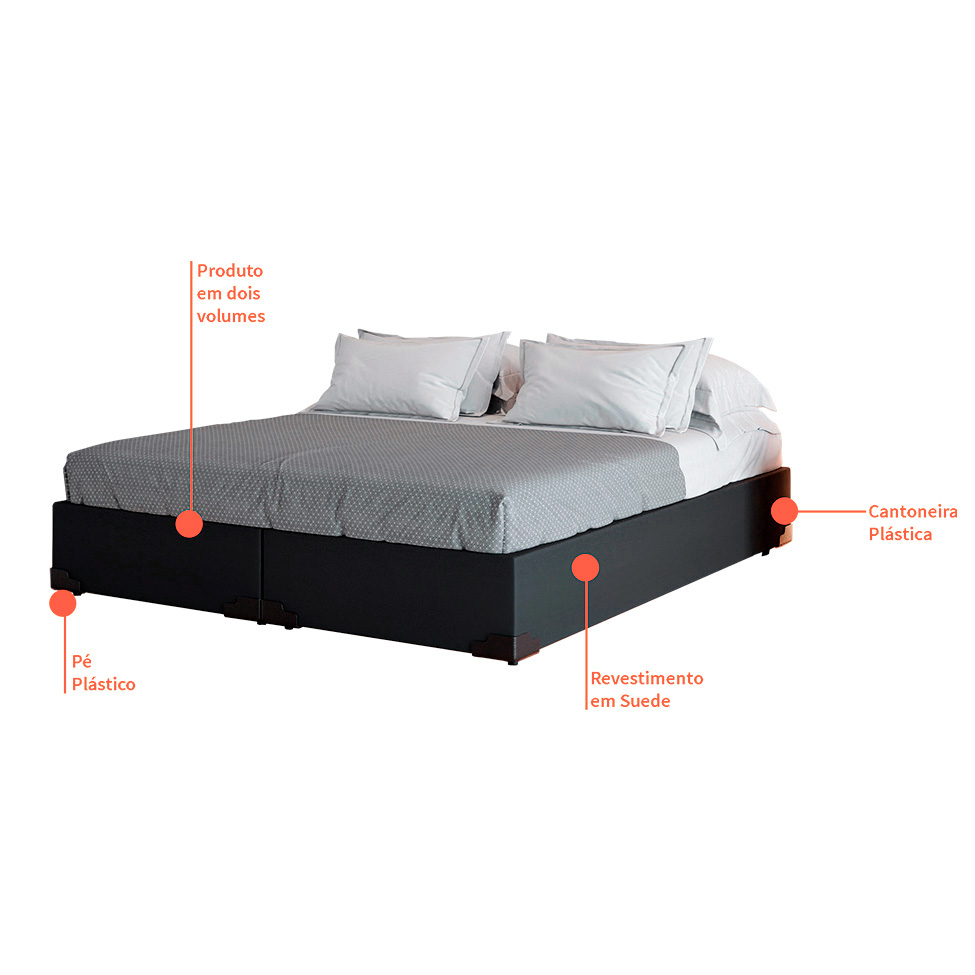 Base para Cama Box King Joe (36x193x203 ) Suede Grafite