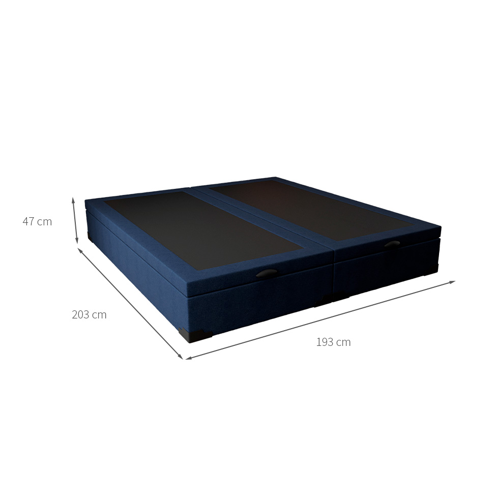 Base para Cama Box King Martin com Baú (47x193x203 ) Linho Azul Marinho