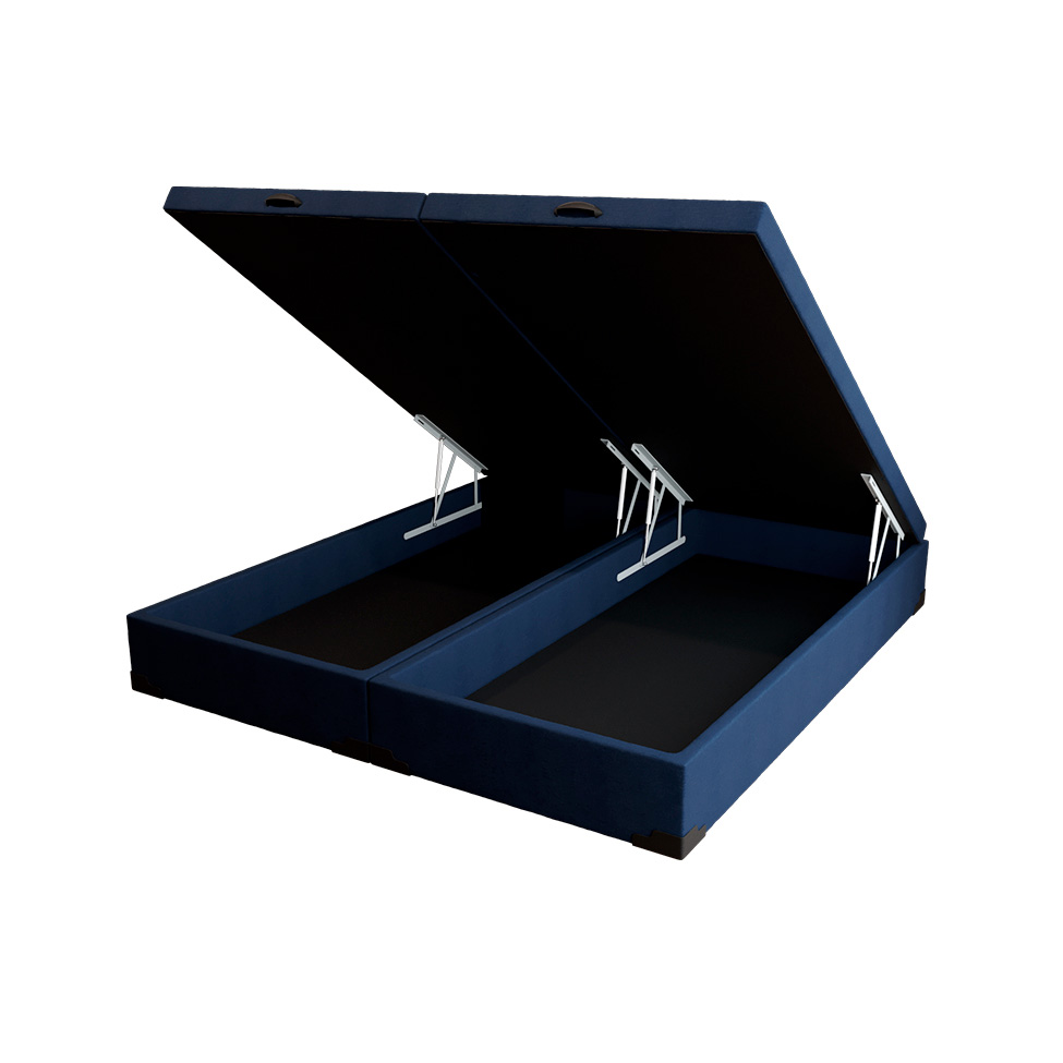 Base para Cama Box King Martin com Baú (47x193x203 ) Linho Azul Marinho