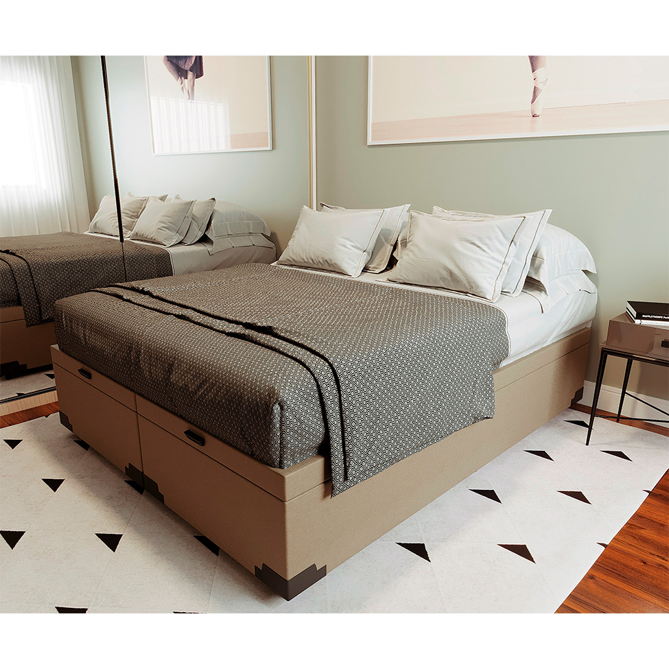Base para Cama Box King Martin com Baú (47x193x203 ) Suede Bege