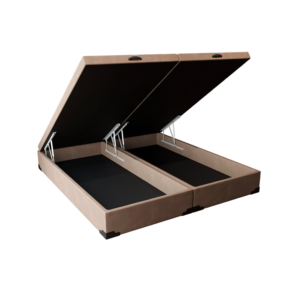 Base para Cama Box King Martin com Baú (47x193x203 ) Suede Bege