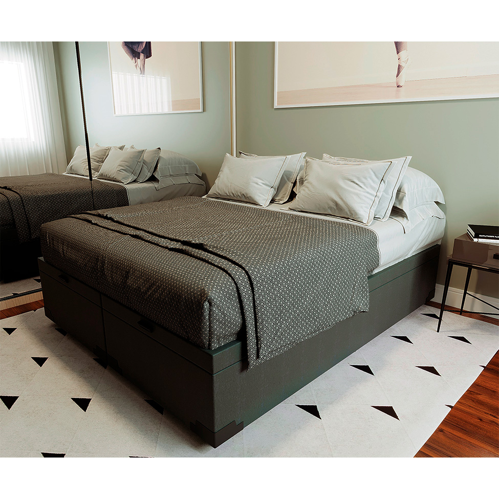 Base para Cama Box King Martin com Baú (47x193x203 ) Suede Grafite