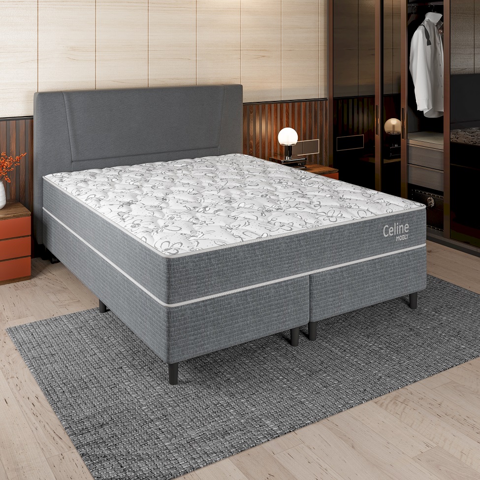 Base para Cama Box Queen Celine (40x158x198) Cinza
