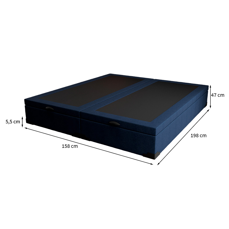 Base para Cama Box Queen Guldi com Baú Linho (47x158x198 cm) Azul Marinho