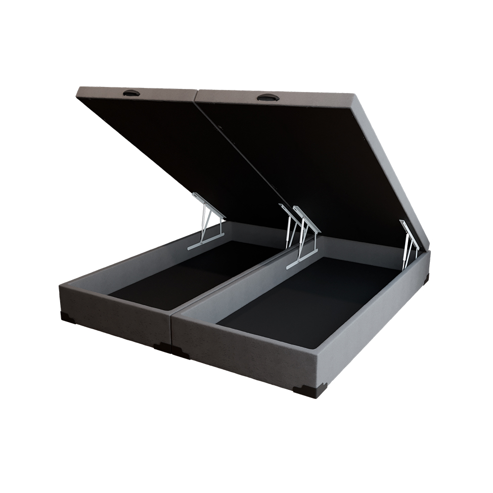 Base para Cama Box Queen Guldi com Baú Linho (47x158x198 cm) Cinza