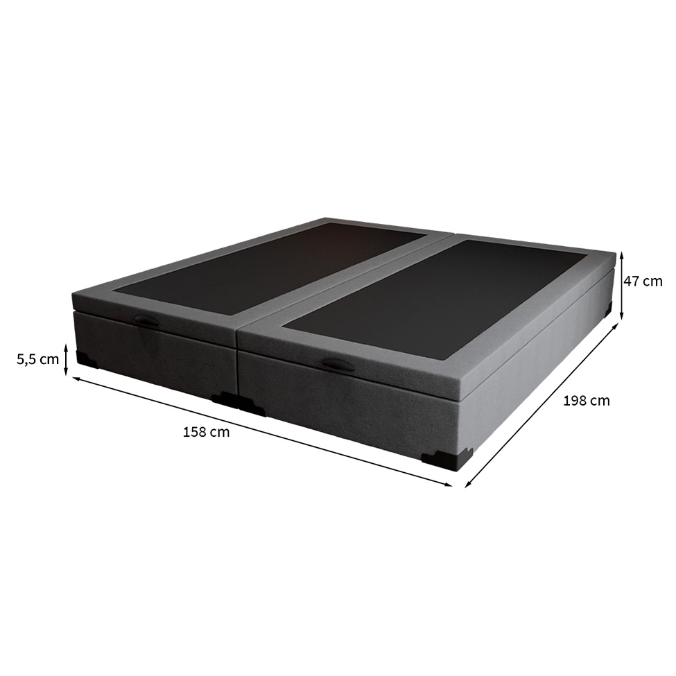 Base para Cama Box Queen Guldi com Baú Linho (47x158x198 cm) Cinza