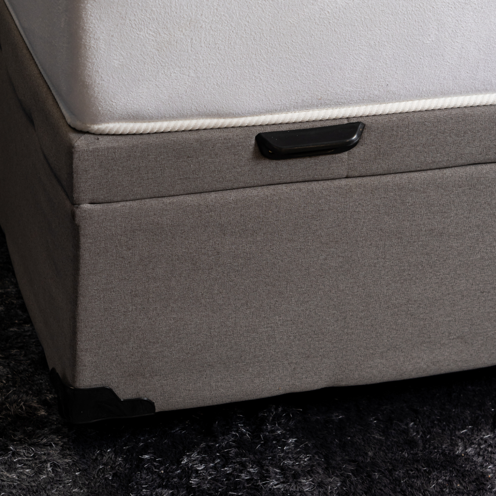 Base para Cama Box Queen Guldi com Baú Linho (47x158x198 cm) Cinza