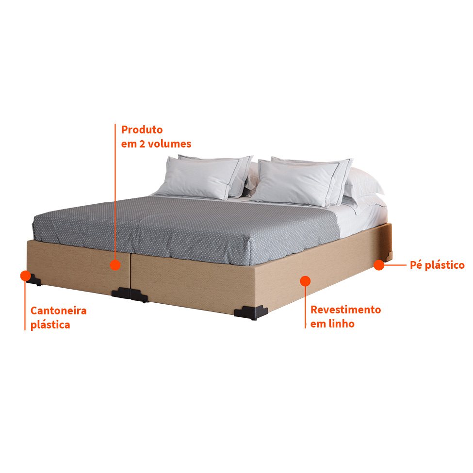 Base para Cama Box Queen Joe Linho (36x158x198) Bege