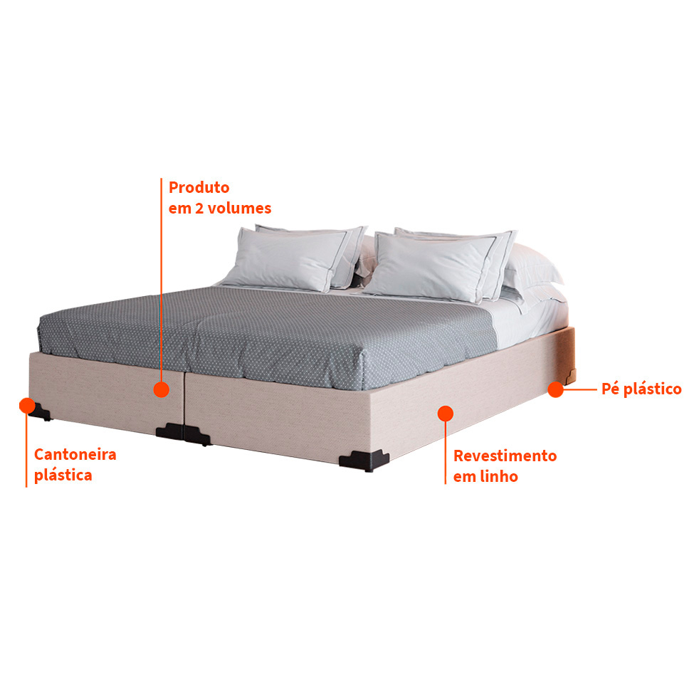 Base para Cama Box Queen Joe Linho (36x158x198) Cru