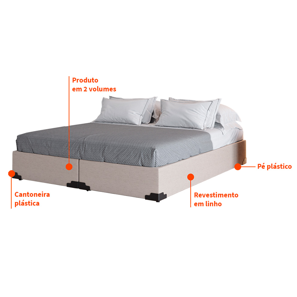 Base para Cama Box Queen Joe Linho (36x158x198) Cru