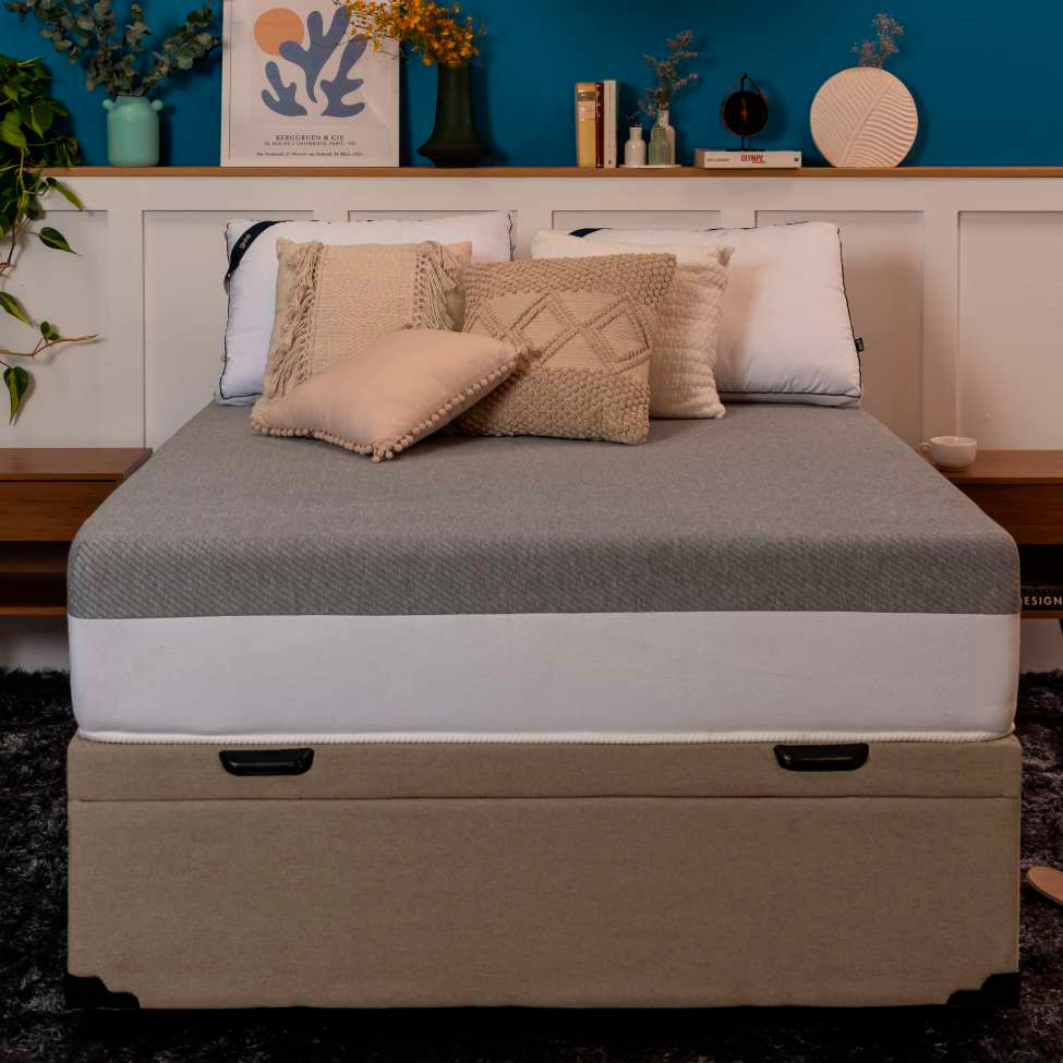 Base para Cama Box Queen Martin Premium com Baú Linho (47x158x198 cm) Bege