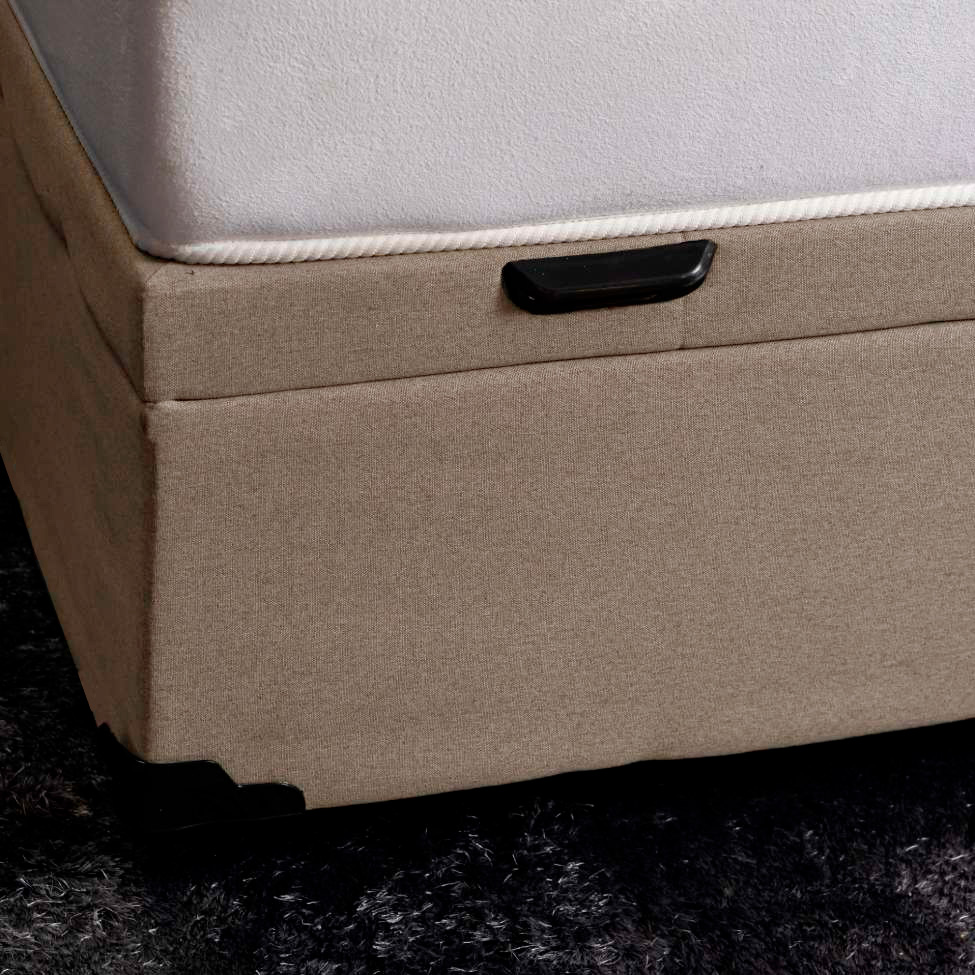 Base para Cama Box Queen Martin Premium com Baú Linho (47x158x198 cm) Bege
