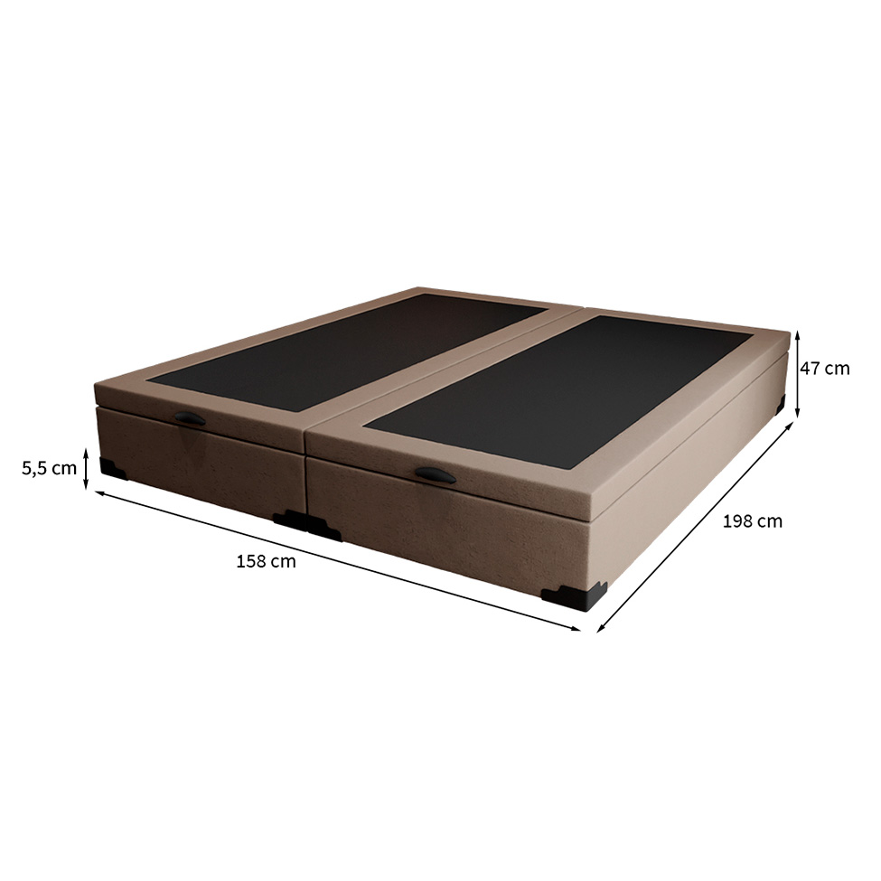 Base para Cama Box Queen Martin Premium com Baú Linho (47x158x198 cm) Bege