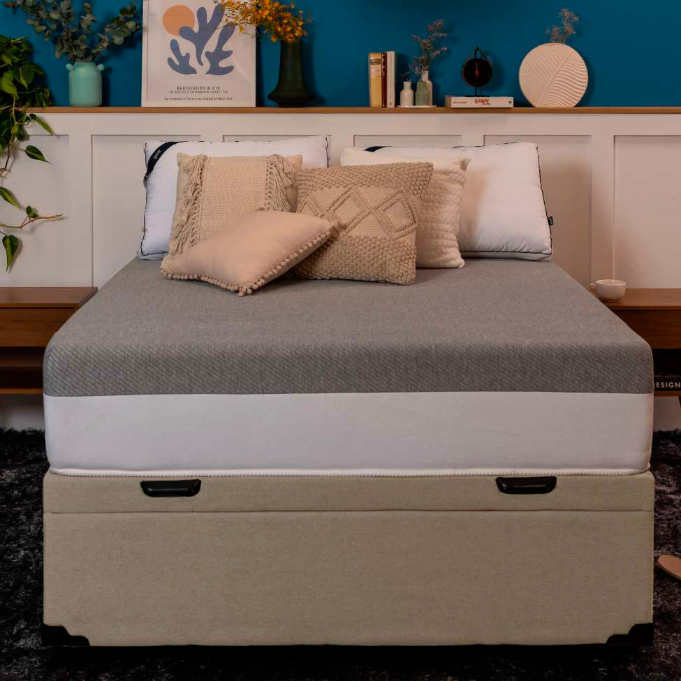 Base para Cama Box Queen Martin Premium com Baú Linho (47x158x198 cm) Cru