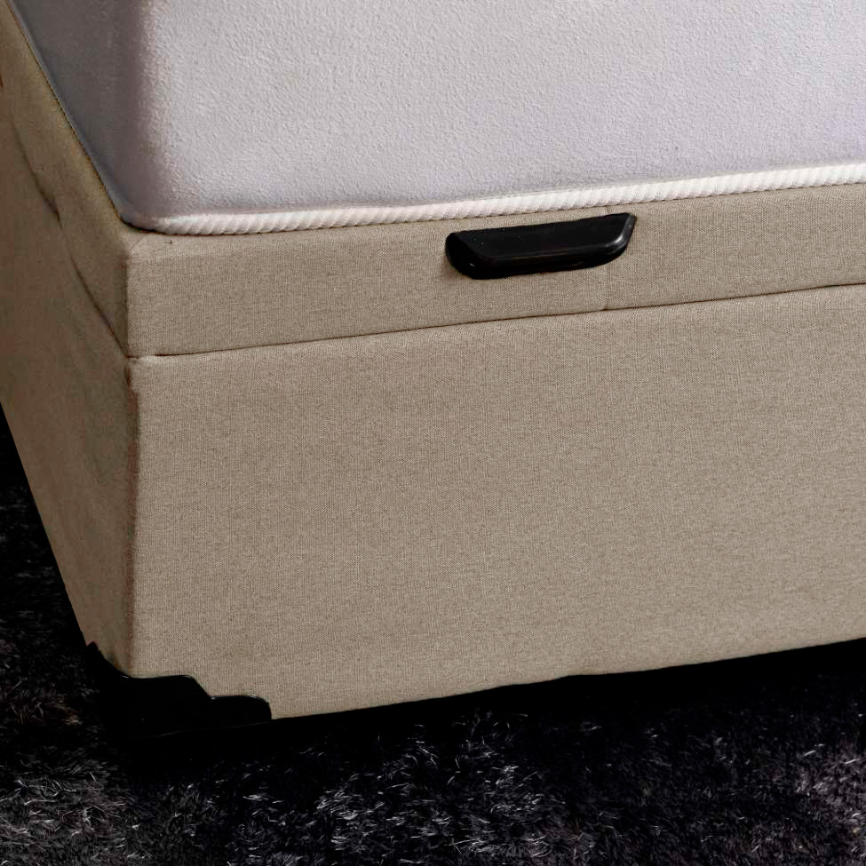 Base para Cama Box Queen Martin Premium com Baú Linho (47x158x198 cm) Cru