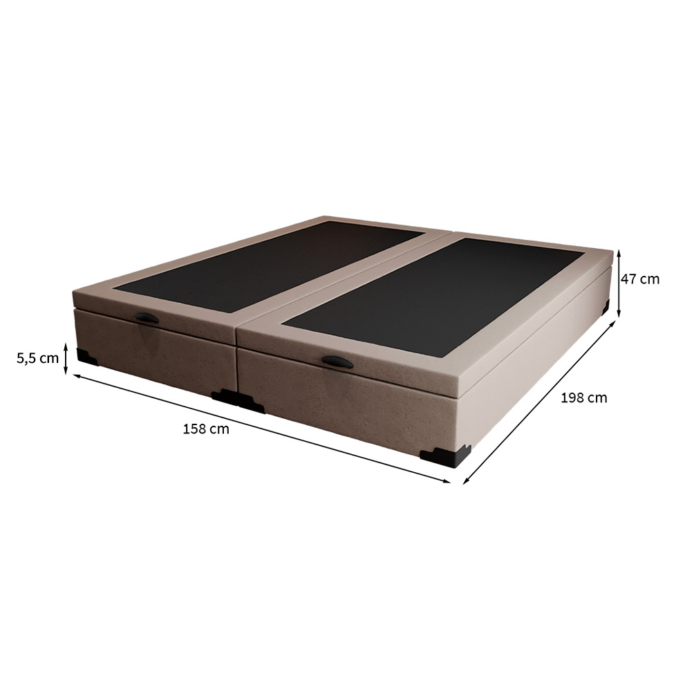 Base para Cama Box Queen Martin Premium com Baú Linho (47x158x198 cm) Cru