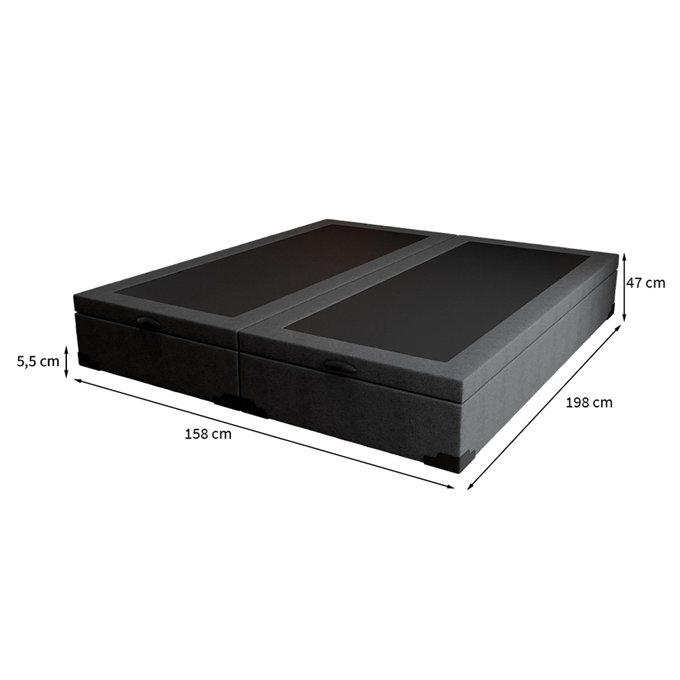 Base para Cama Box Queen Martin Premium com Baú Linho (47x158x198 cm) Grafite