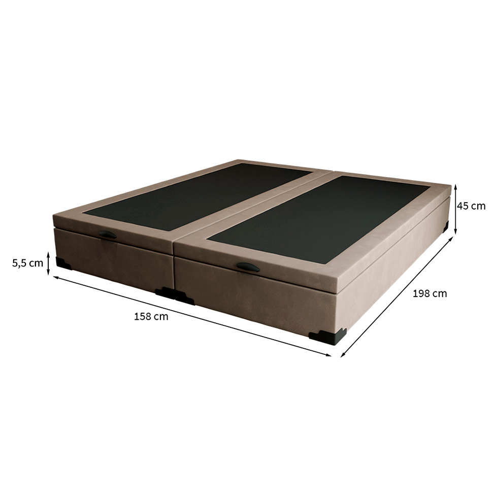 Base para Cama Box Queen Martin Premium com Baú Suede (45x158x198) Bege