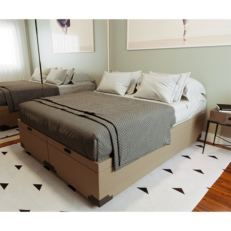 Base para Cama Box Queen Martin Premium com Baú Suede (45x158x198) Bege