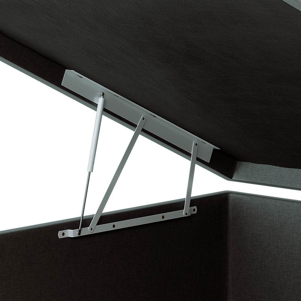Base para Cama Box Solteiro Guldi com Baú Linho (47x88x188 cm) Cinza