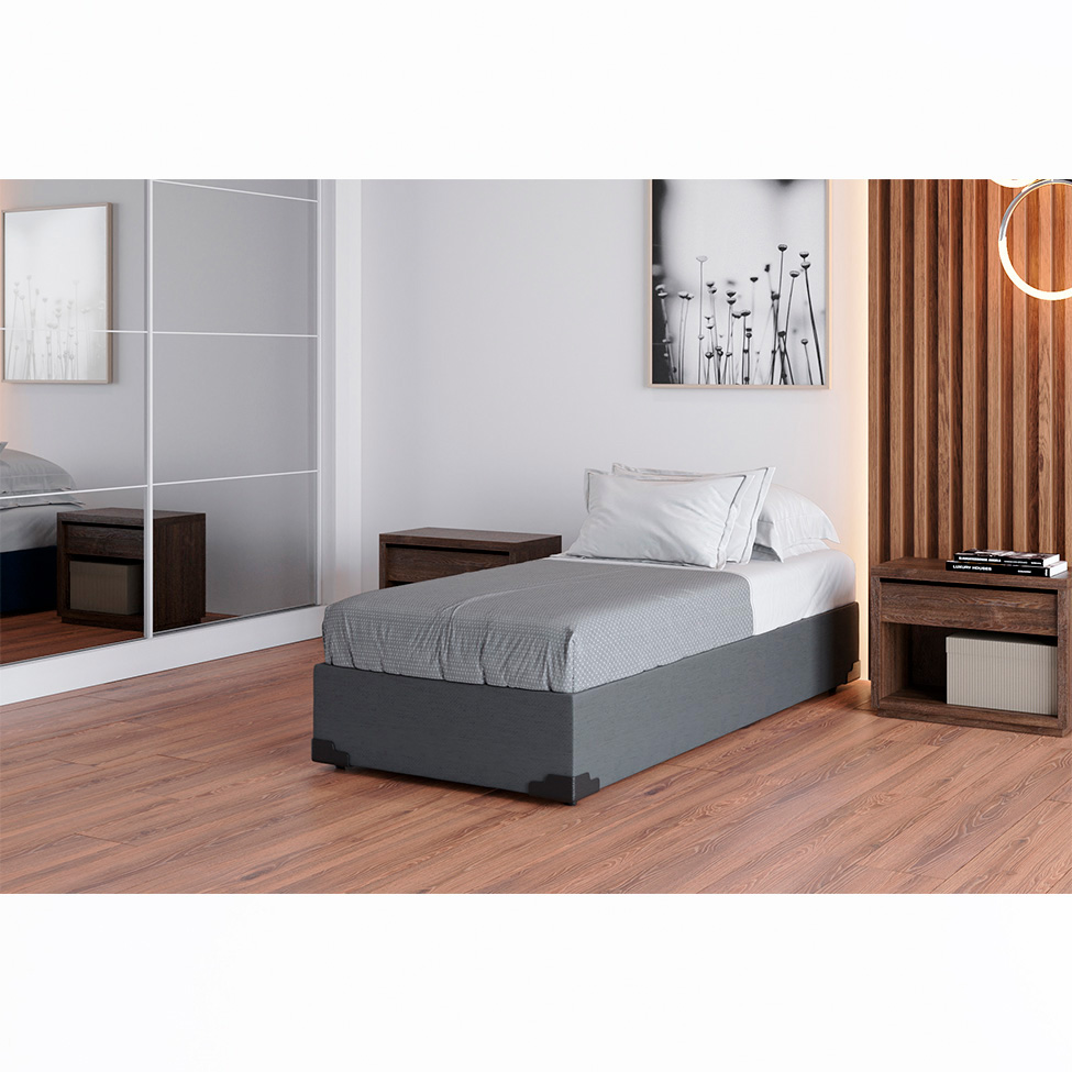 Base para Cama Box Solteiro Joe Linho (36x88x188) Grafite