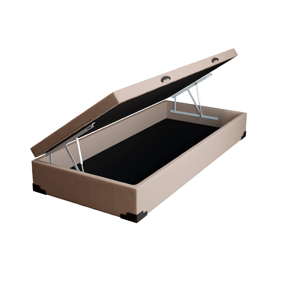 Base para Cama Box Solteiro Martin Premium com Baú Linho (47x88x188 cm) Cru