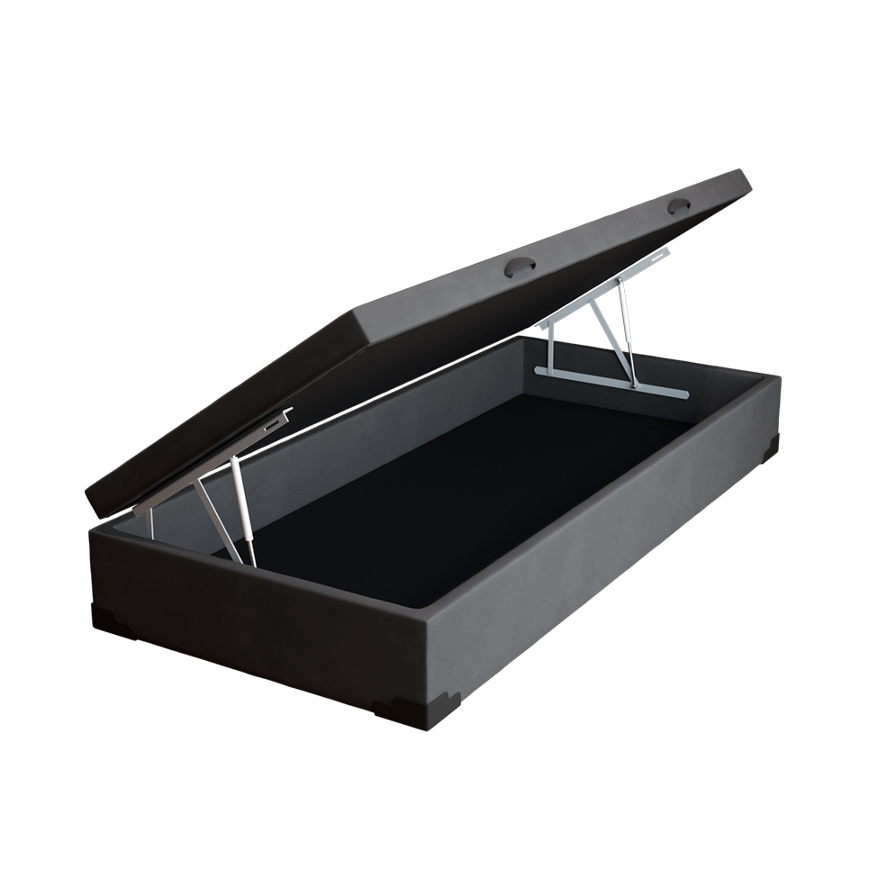 Base para Cama Box Solteiro Martin Premium com Baú Suede (47x88x188) Grafite