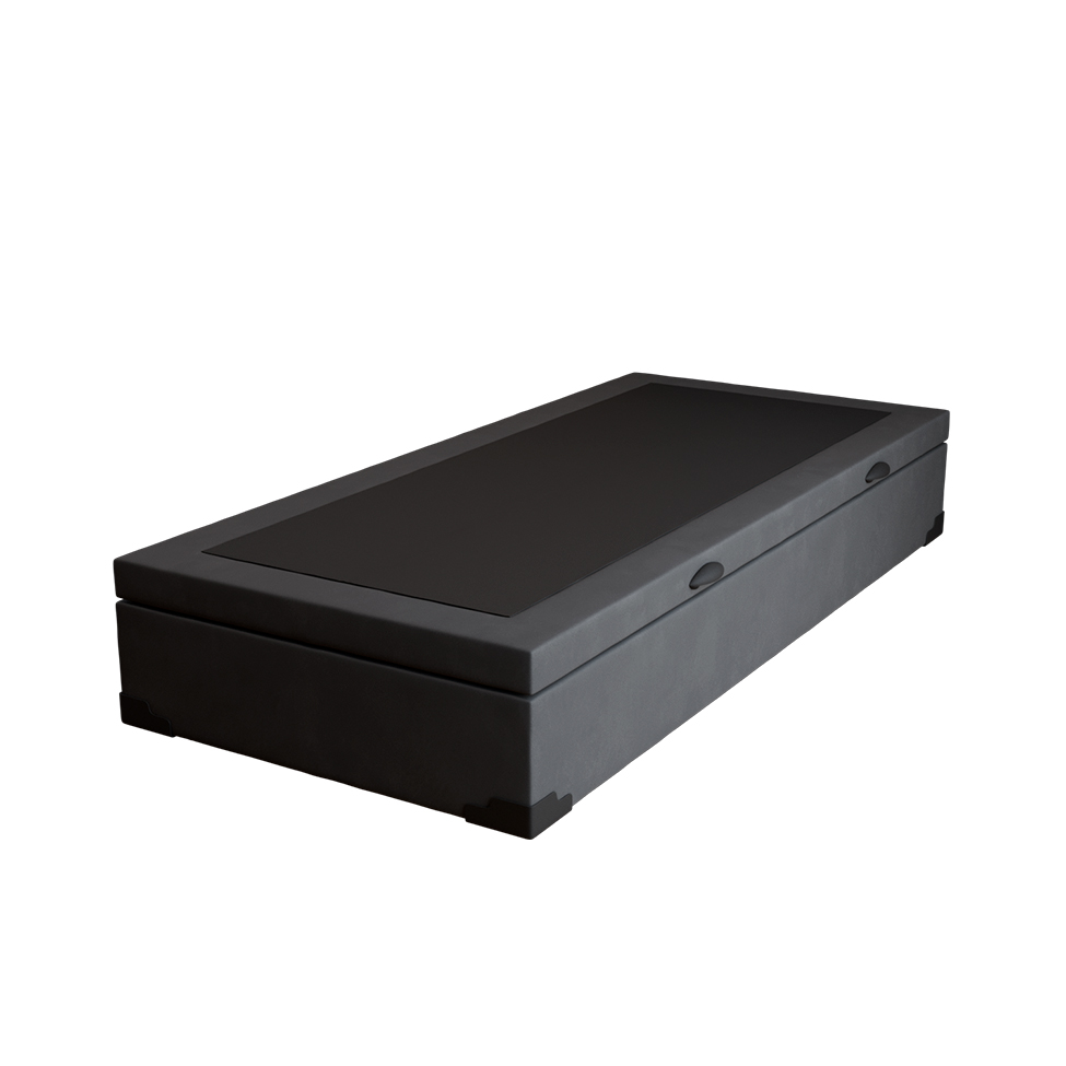 Base para Cama Box Solteiro Martin Premium com Baú Suede (47x88x188) Grafite